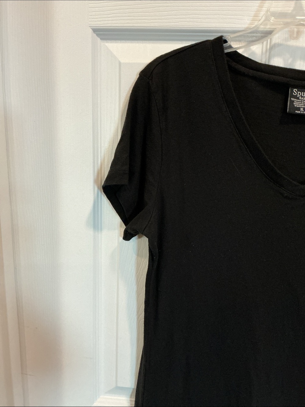 Spun Bamboo V-Neck Short Sleeve Women's Top - Picture 3 of 6